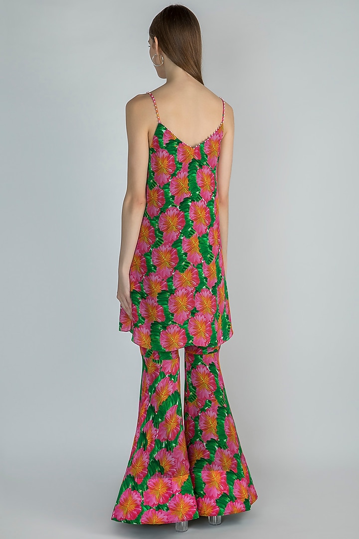 Pink Digital Printed Tunic With Party Wear Sharara Pants by Masaba at Pernia's Pop Up Shop