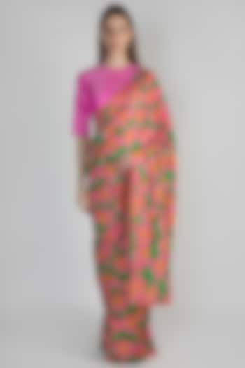 Pink Digital Printed Saree Set by Masaba at Pernia's Pop Up Shop