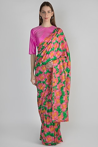 Pink Digital Printed Saree Set by Masaba