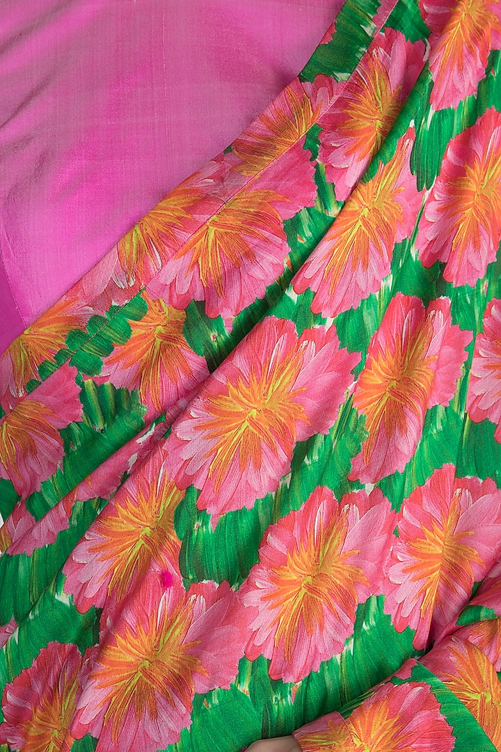 Pink Digital Printed Party Wear Saree Set by Masaba at Pernia's Pop Up Shop