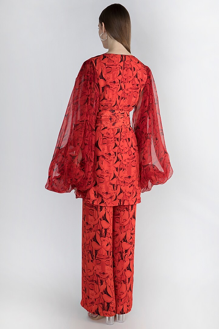 Red Printed Top With Pants by Masaba at Pernia's Pop Up Shop