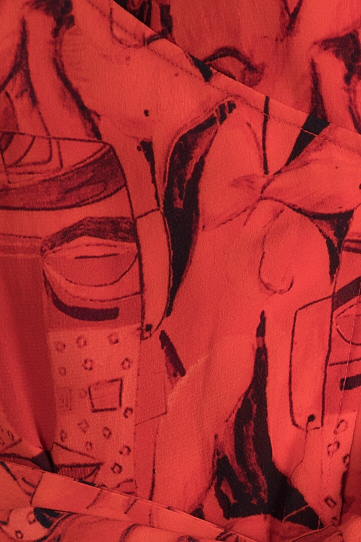 Red Printed Top With Pants by Masaba at Pernia's Pop Up Shop
