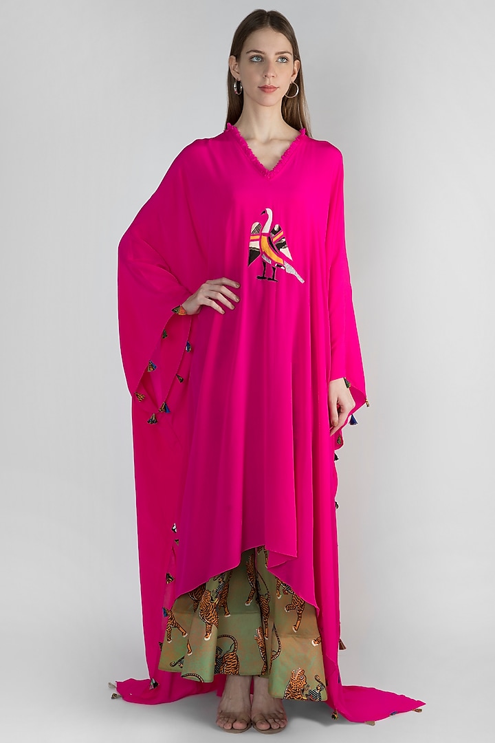 Pink Embroidered Kaftan With Pants by Masaba