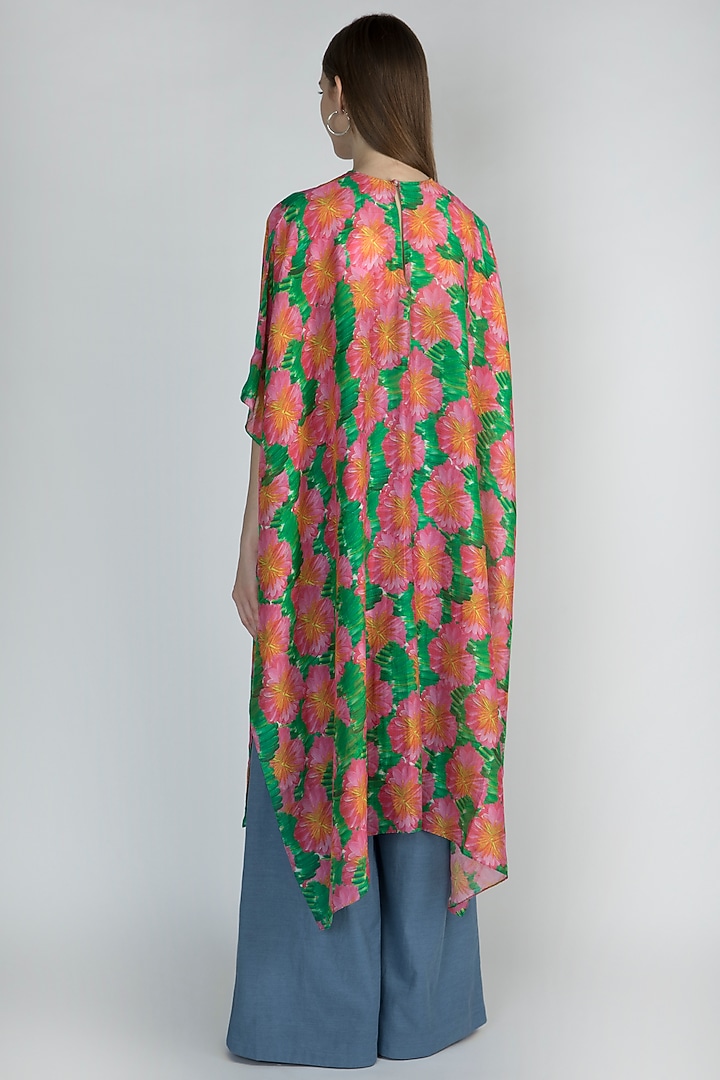 Pink & Green Printed Crop Top With Palazzo Pants & Bustier by Masaba at Pernia's Pop Up Shop
