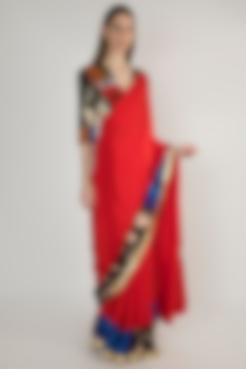 Red Embellished Saree Set by Masaba