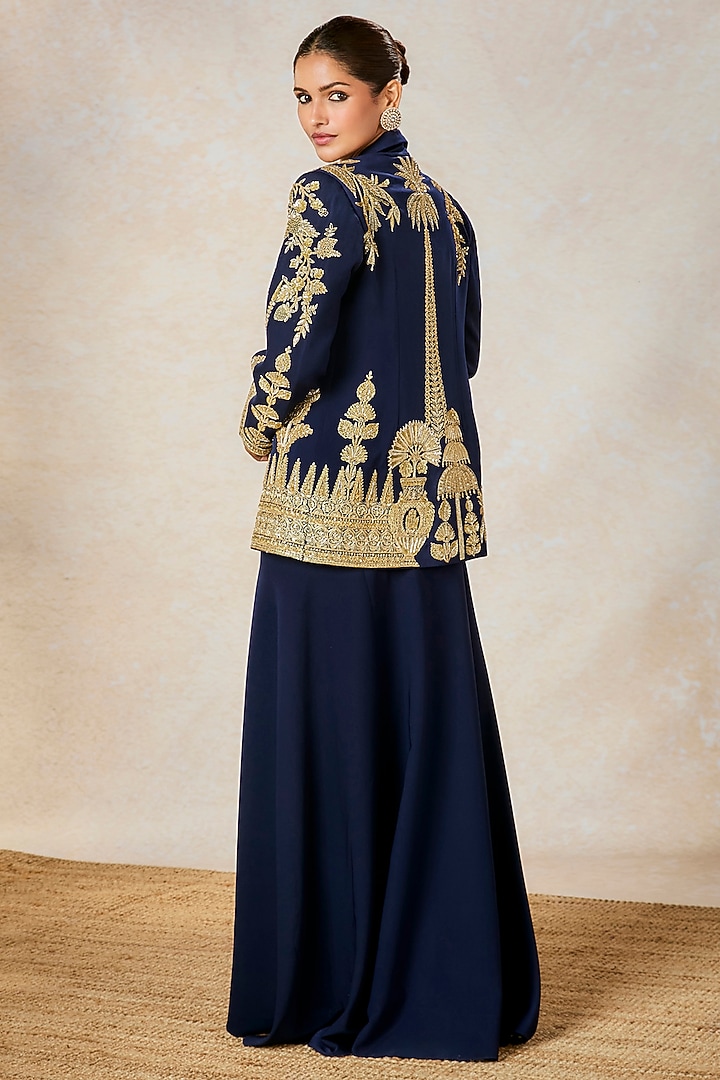 Navy Heavy Crepe Zardosi Embroidered Blazer Set by Masaba at Pernia's Pop Up Shop