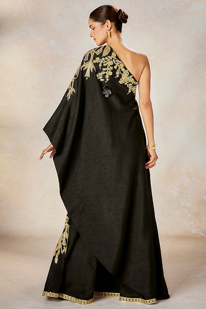 Black Viscose Raw Silk Zardosi Embroidered Bridal Sharara Set by Masaba at Pernia's Pop Up Shop