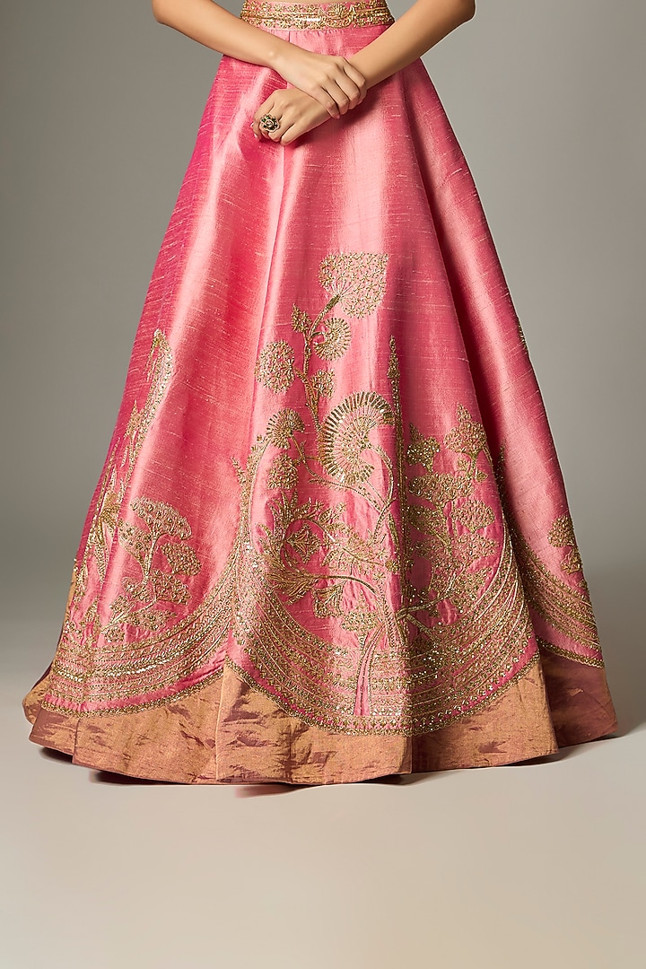 Baby Pink Raw Silk & Tissue Bridal Lehenga Set by Masaba at Pernia's Pop Up Shop