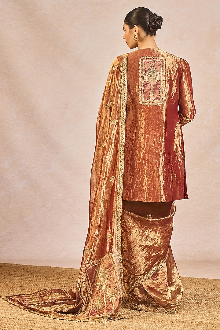 Rust Tissue Paankh Bagh Motif Embroidered Bridal Saree Set by Masaba at Pernia's Pop Up Shop