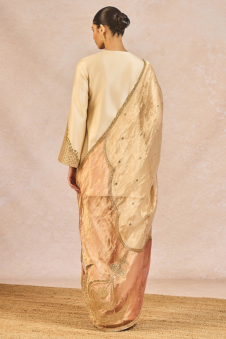 Ivory Silk Embroidered Straight-Cut Kurta Set by Masaba at Pernia's Pop Up Shop