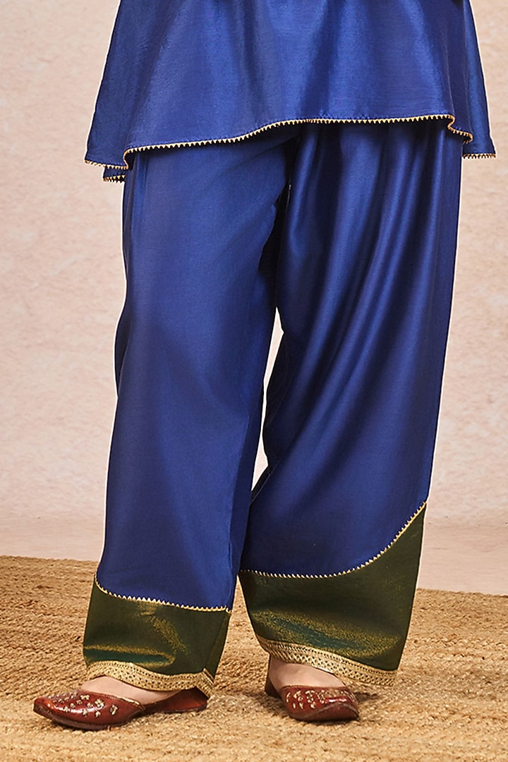 Blue Chanderi Gul Bahar Motif Embroidered Kurta Set by Masaba at Pernia's Pop Up Shop