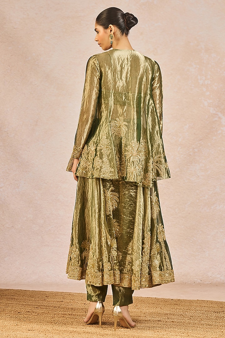 Green Tissue Gul Jharokha Motif Embroidered Kurta Set by Masaba at Pernia's Pop Up Shop