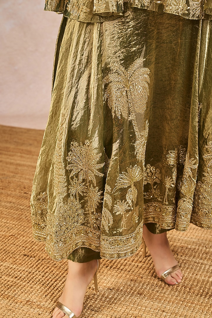 Green Tissue Gul Jharokha Motif Embroidered Kurta Set by Masaba at Pernia's Pop Up Shop