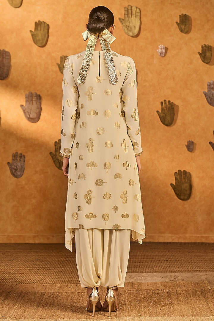 Ivory Crepe Silk Printed & Embroidered Kurta Set by Masaba at Pernia's Pop Up Shop