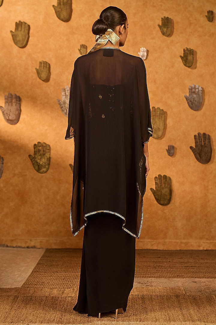 Black Crepe Draped Skirt Set by Masaba at Pernia's Pop Up Shop