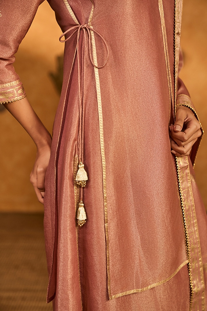 Mauve Tissue Silk Foil Printed A-Line Kurta Set by Masaba at Pernia's Pop Up Shop