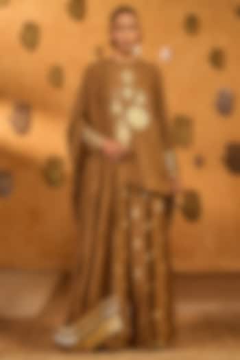 Brown Zari Checks Foil Printed A-Line Kurta Set by Masaba at Pernia's Pop Up Shop