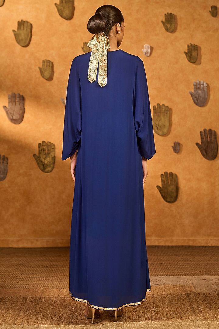 Sapphire Blue Crepe Printed Kaftan by Masaba at Pernia's Pop Up Shop