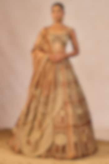 Bronze Shaded Tissue Paankh-Bagh Motif Embroidered Bridal Lehenga Set by Masaba at Pernia's Pop Up Shop