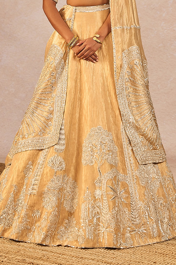 Gold Tissue Gul Jharokha Motif Embroidered Bridal Lehenga Set by Masaba at Pernia's Pop Up Shop