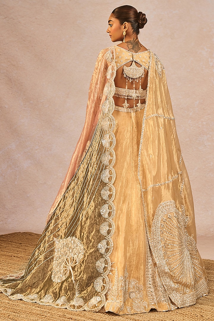 Gold Tissue Gul Jharokha Motif Embroidered Bridal Lehenga Set by Masaba at Pernia's Pop Up Shop