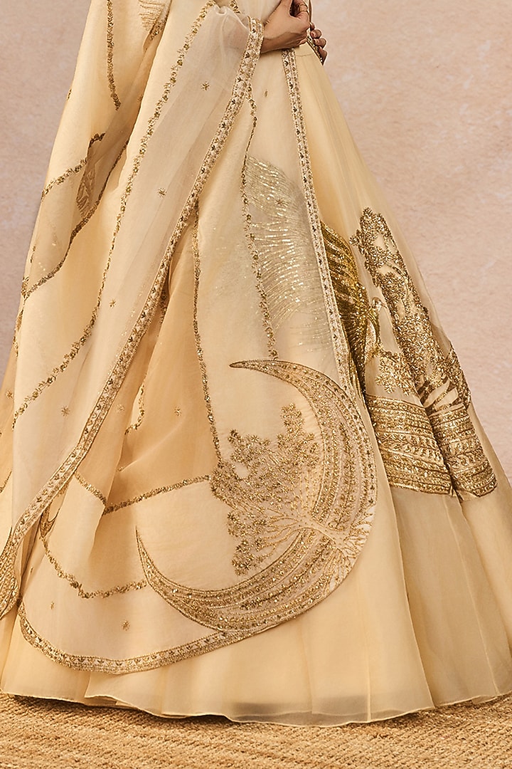 Ivory Organza Chaand Motif Embroidered Bridal Lehenga Set by Masaba at Pernia's Pop Up Shop