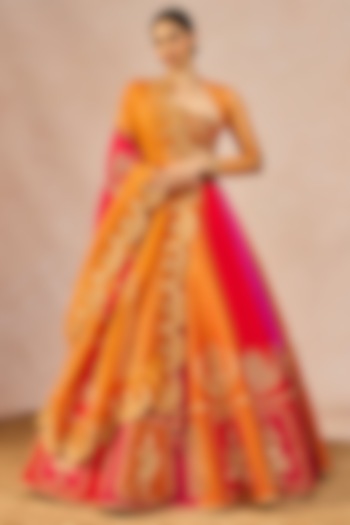 Multi-Colored Raw Silk Phool Bagh Motif Embroidered Bridal Lehenga Set by Masaba at Pernia's Pop Up Shop