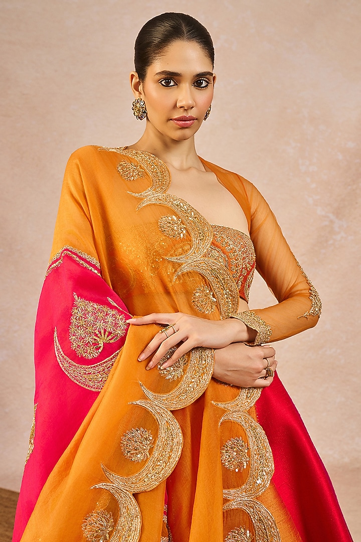 Multi-Colored Raw Silk Phool Bagh Motif Embroidered Bridal Lehenga Set by Masaba at Pernia's Pop Up Shop
