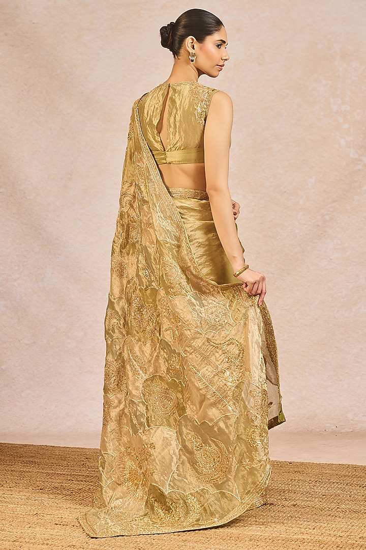 Mint Green Tissue Paankh Bagh Motif Embroidered Bridal Saree Set by Masaba at Pernia's Pop Up Shop