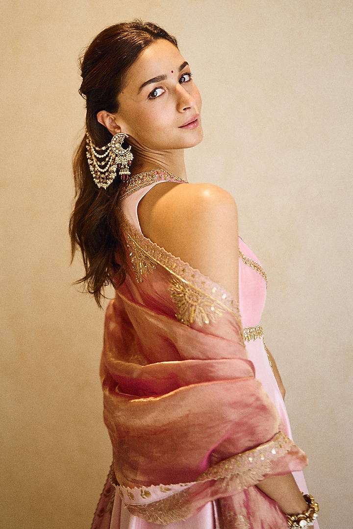 Pink Silk Patchwork High-Low Kurta Set by Masaba at Pernia's Pop Up Shop