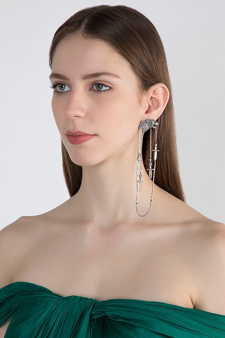 Silver Finish House of Stark Looped Earrings by Masaba at Pernia's Pop Up Shop