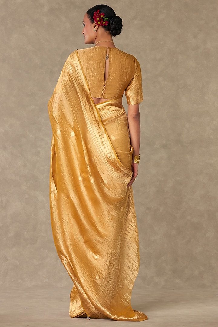 Golden Yellow Sunheri Tissue Zari Wedding Saree Set by Masaba at Pernia's Pop Up Shop