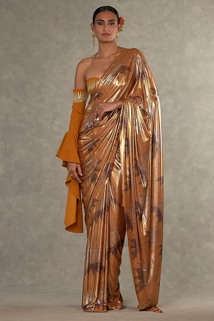 Ochre Masakali Digital Printed Saree Set by Masaba at Pernia's Pop Up Shop