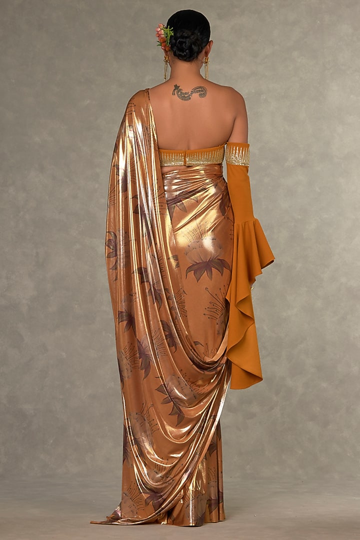 Ochre Masakali Digital Printed Reception Saree Set by Masaba at Pernia's Pop Up Shop