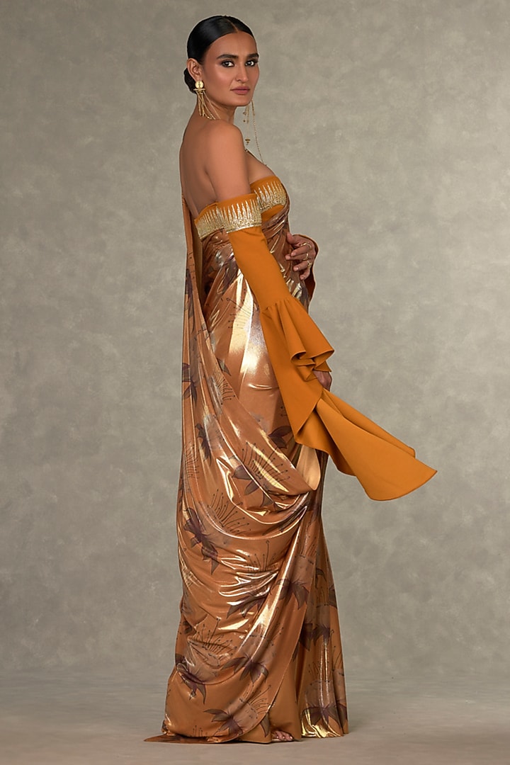 Ochre Masakali Digital Printed Reception Saree Set by Masaba at Pernia's Pop Up Shop