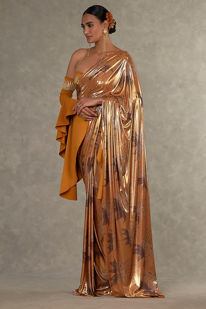 Ochre Masakali Digital Printed Reception Saree Set by Masaba at Pernia's Pop Up Shop