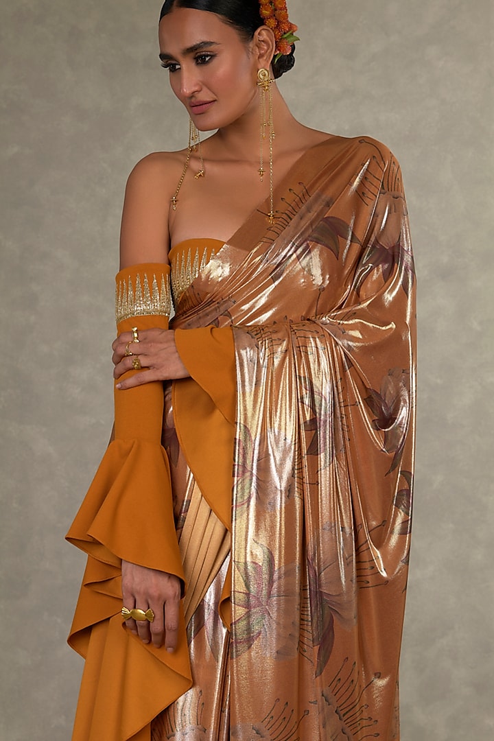 Ochre Masakali Digital Printed Reception Saree Set by Masaba at Pernia's Pop Up Shop