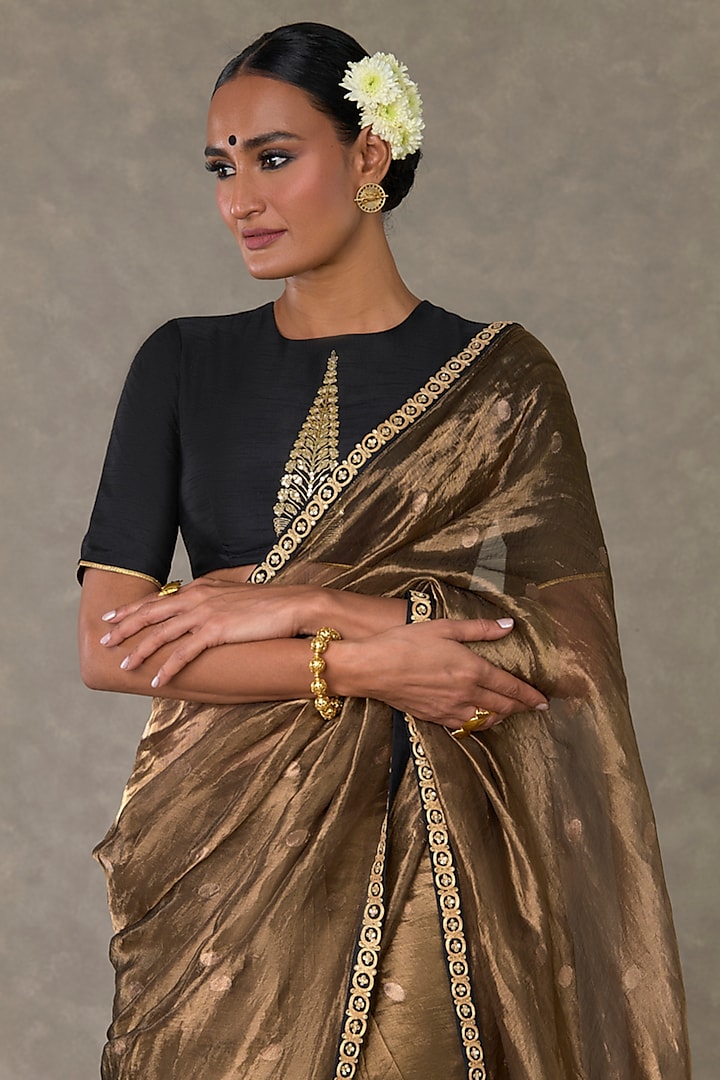 Black Tissue Zari Embellished Wedding Saree Set by Masaba at Pernia's Pop Up Shop