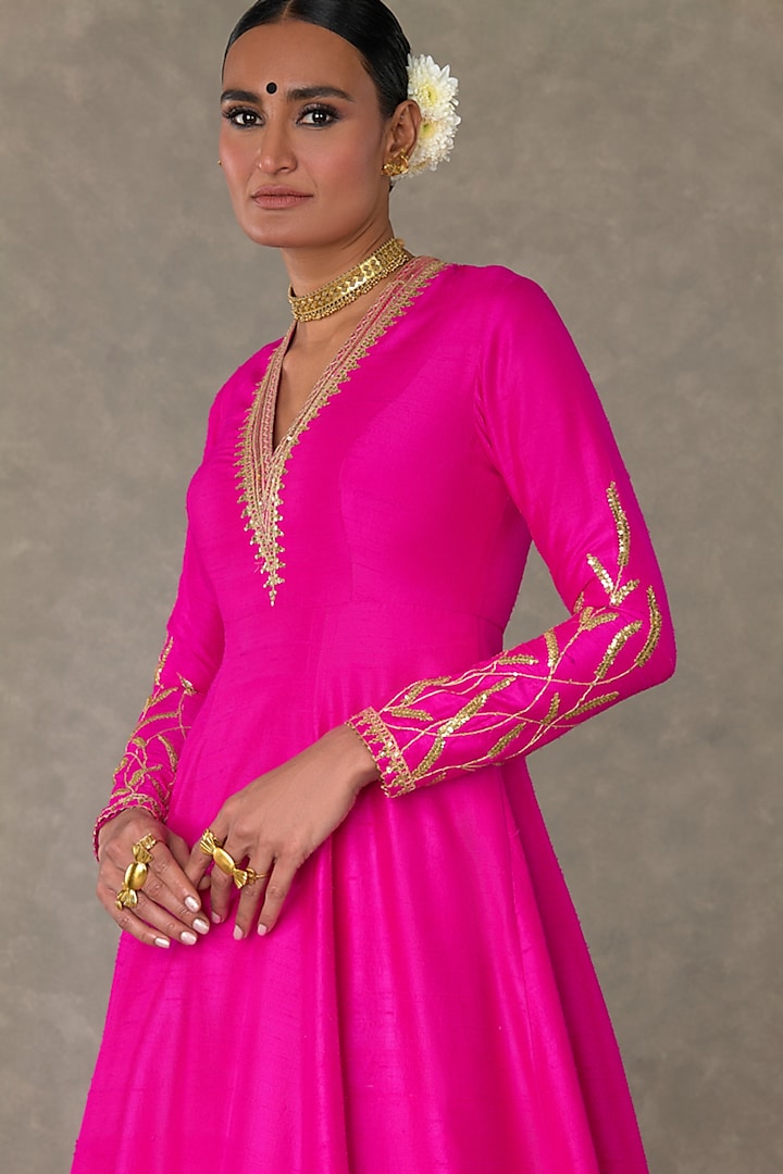 Pink Raw Silk Sitara Embellished Wedding Gown by Masaba at Pernia's Pop Up Shop