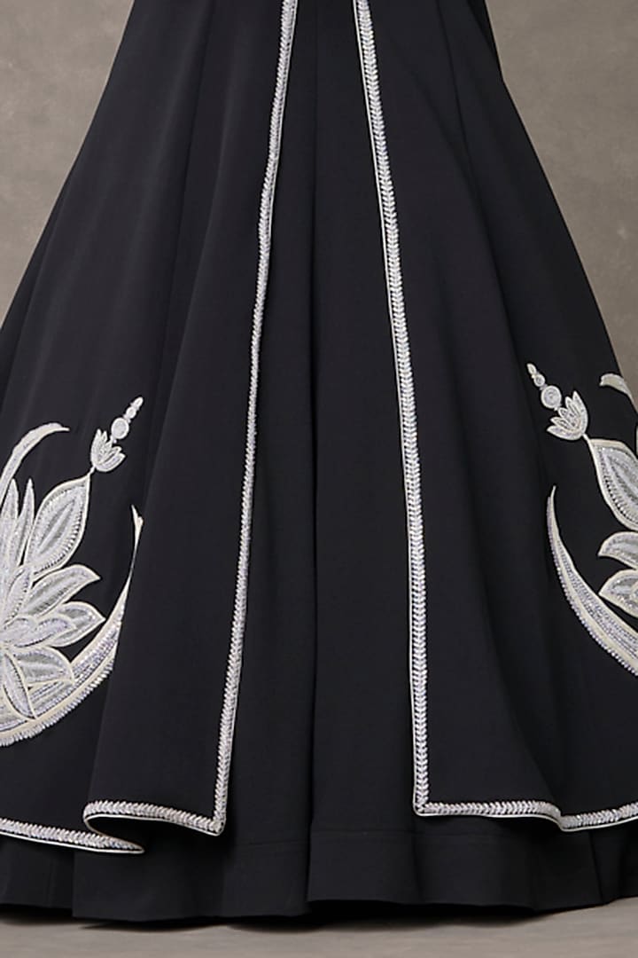 Black Textured Knit Wedding Gown With Embroidered Cape by Masaba at Pernia's Pop Up Shop