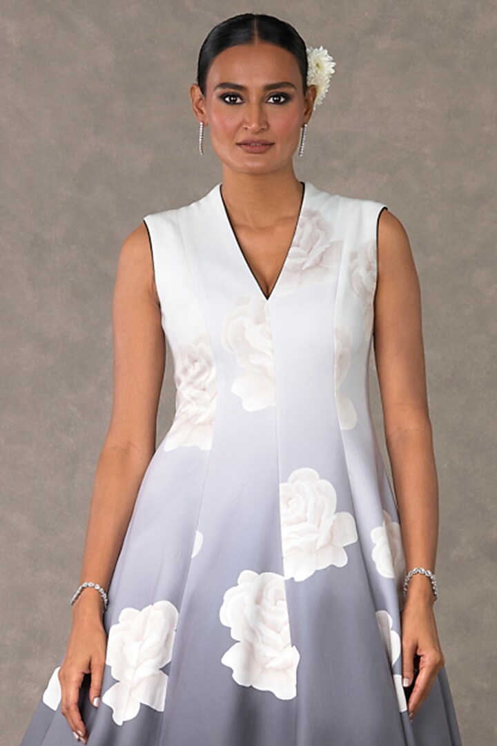 Black & White Textured Georgette Ombre Monochrome Digital Printed Engagement Gown by Masaba at Pernia's Pop Up Shop