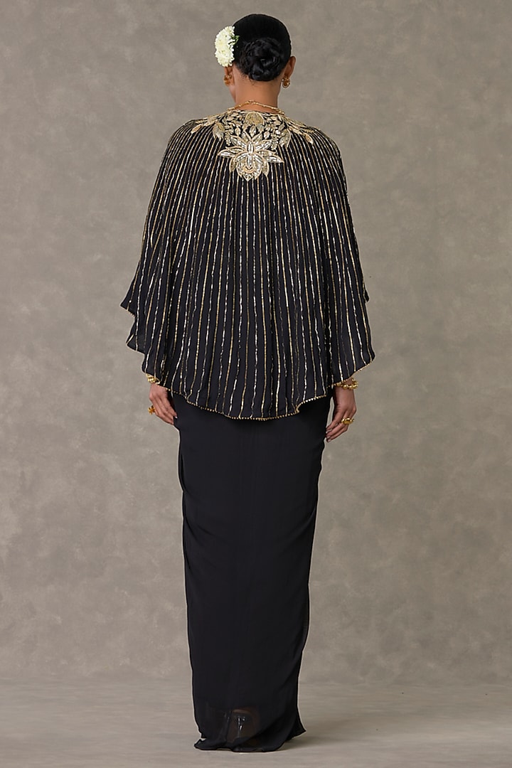 Black Georgette Draped Skirt Set by Masaba at Pernia's Pop Up Shop