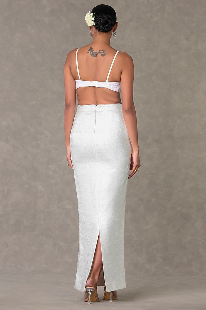 White Tulle Moti Embellished Cape Set by Masaba at Pernia's Pop Up Shop