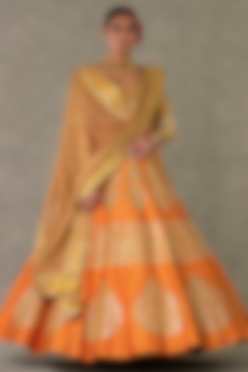 Rust Raw Silk Motif & Sitara Embellished Bridal Lehenga Set by Masaba at Pernia's Pop Up Shop