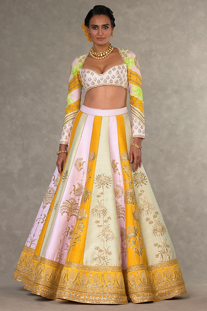 Multi-Colored Raw Silk Motifs & Sitara Embellished Bridal Lehenga Set by Masaba at Pernia's Pop Up Shop