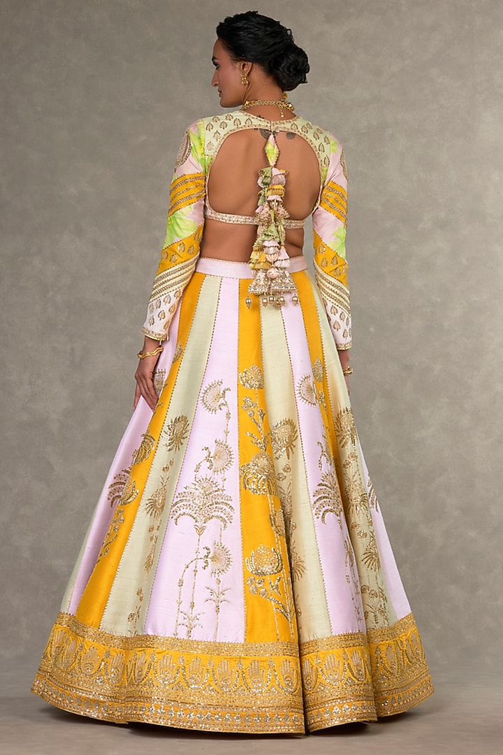 Multi-Colored Raw Silk Motifs & Sitara Embellished Bridal Lehenga Set by Masaba at Pernia's Pop Up Shop