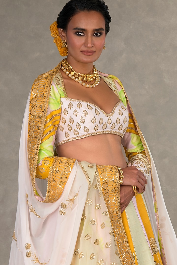 Multi-Colored Raw Silk Motifs & Sitara Embellished Bridal Lehenga Set by Masaba at Pernia's Pop Up Shop