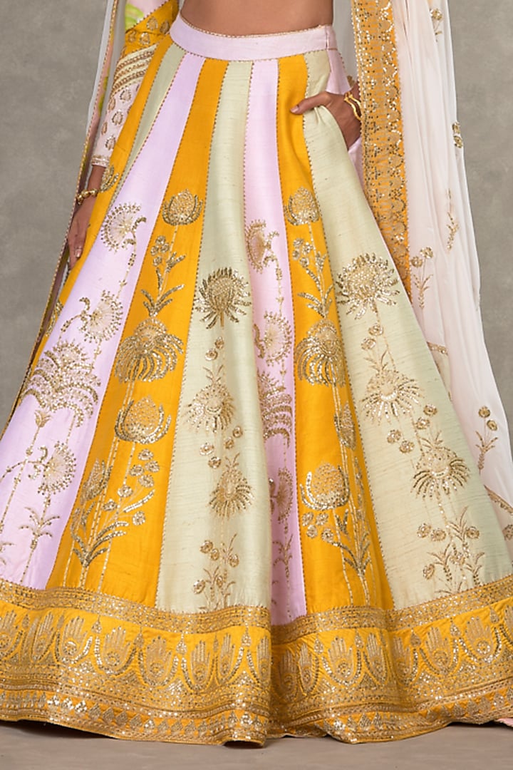Multi-Colored Raw Silk Motifs & Sitara Embellished Bridal Lehenga Set by Masaba at Pernia's Pop Up Shop