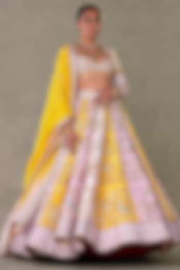 Multi-Colored Raw Silk Dabka & Sitara Embellished Bridal Lehenga Set by Masaba at Pernia's Pop Up Shop
