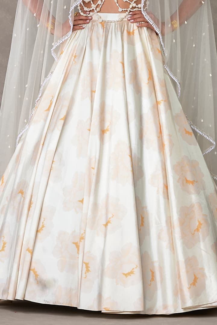 Ivory Taffeta Digital Printed Skirt Set by Masaba at Pernia's Pop Up Shop